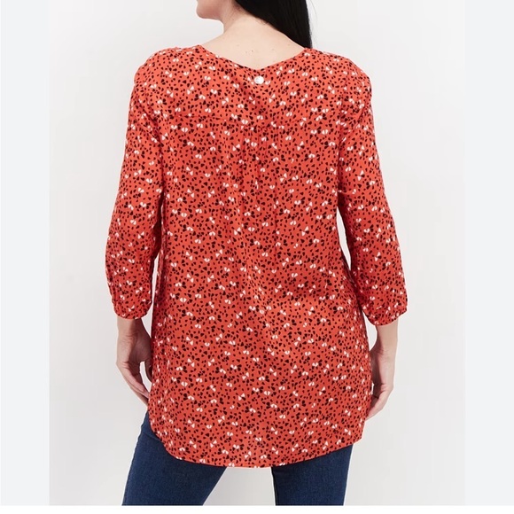 Anthropologie Pleione Orange semi sheer floral top size XS Women - Picture 1 of 8